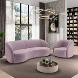 Conjunto Sofá Sala De Estar Bipartido 240cm E Poltrona Clarke Veludo Rosê G45 - Gran Belo