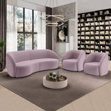 Conjunto Sofá Sala De Estar Bipartido 288cm E 2 Poltronas Clarke Veludo Rosê G45 - Gran Belo