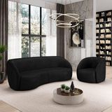 Conjunto Sofá Sala De Estar Bipartido 240cm E Poltrona Clarke Pu Preto Manchado G45 - Gran Belo
