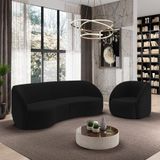 Conjunto Sofá Sala De Estar Bipartido 318cm E Poltrona Clarke Veludo Preto G45 - Gran Belo