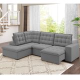 Sofá Canto Retrátil E Reclinável Belluno Tamanho 310cm X 220cm Cinza