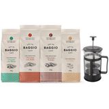 Kit 4 Café Gourmet Moído Pó Baggio Prensa Francesa 600ml