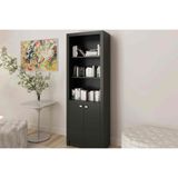 Estante Livreiro Solteiro Me4110 C/ 2 Portas E 3 Prateleiras Preto - Tecno Mobili