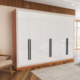 Guarda-roupa 6 Portas 4 Gavetas Móveis Valência Freijó/branco