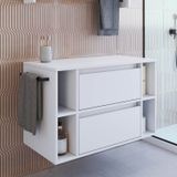 Gabinete De Banheiro Suspenso 80cm Com 4 Nichos 1 Toalheiro 1 Porta 1 Gaveta Branco