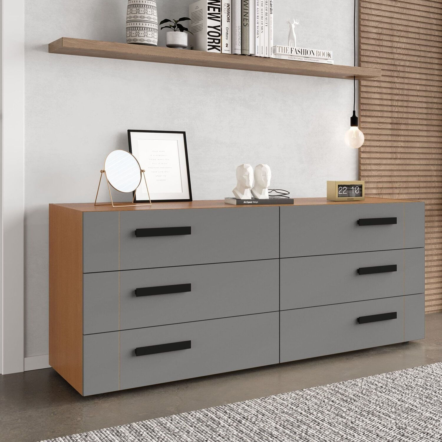 Cômoda 6 Gavetas Lisboa Freijó/cinza