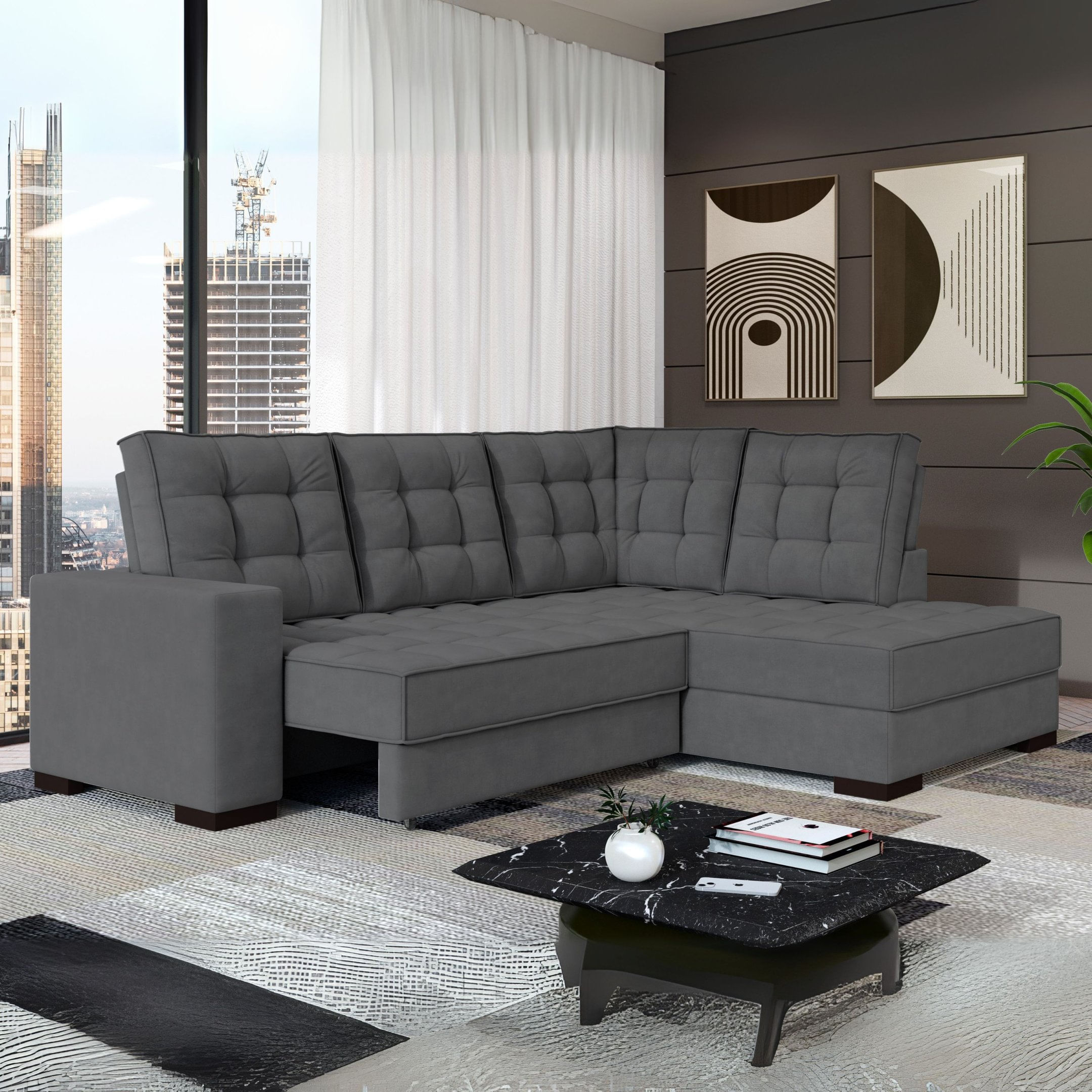 Sofá Canto Retrátil E Reclinável Munique Tamanho 220cm X 175cm Grafite