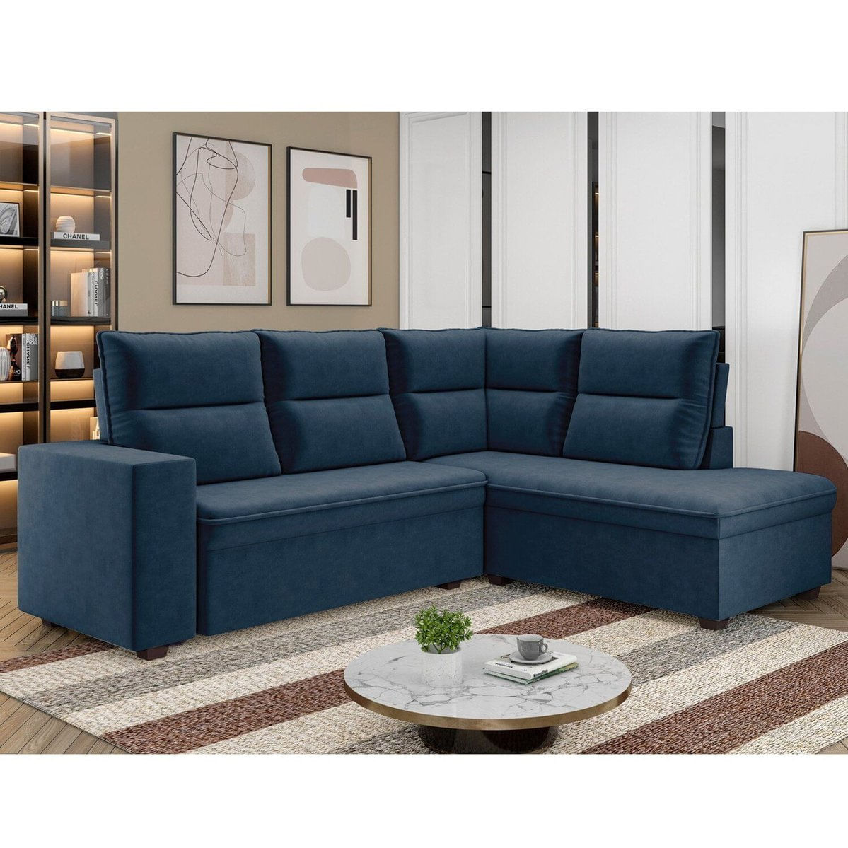 Sofá Canto Arruba Tamanho 220cm X 178 Azul