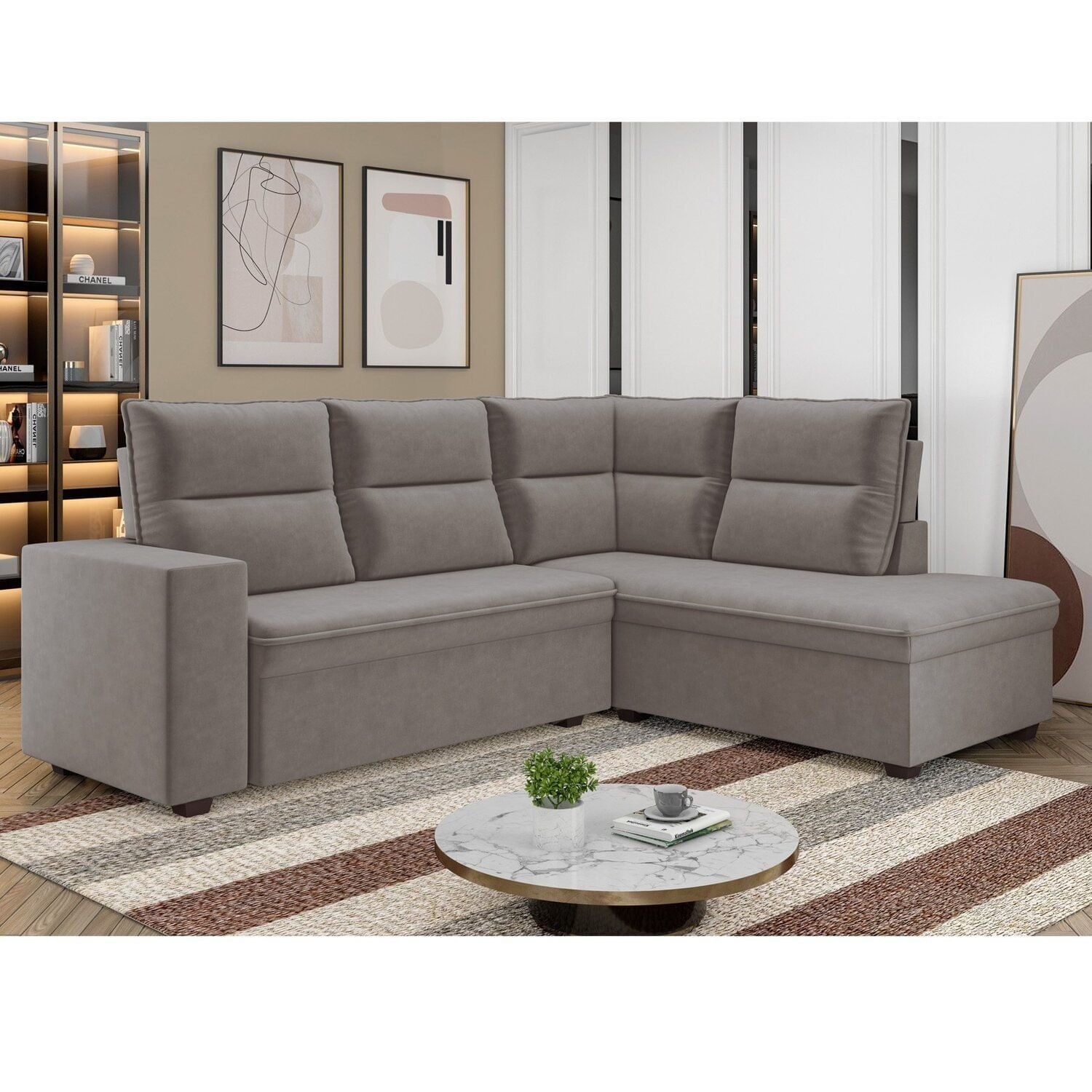 Sofá De Canto Tamanho 220cm X 175cm Arrruba Bege