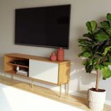 Rack Com 1 Porta De Correr 144cm X 63cm X 35cm Freijo/off White