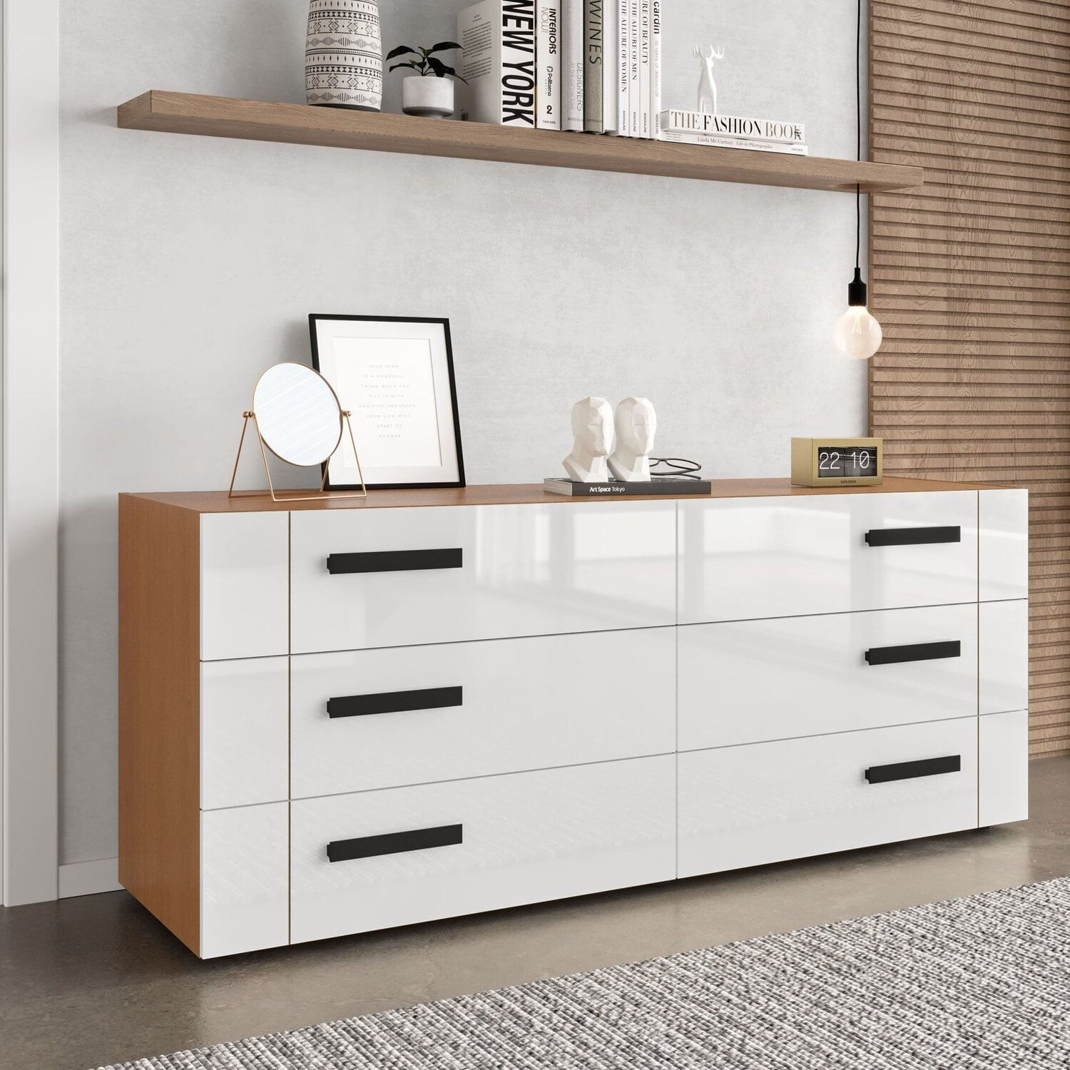 Cômoda 6 Gavetas Lisboa Freijó/branco