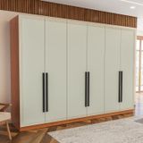 Guarda-roupa 6 Portas 4 Gavetas Móveis Valência Freijó/verde
