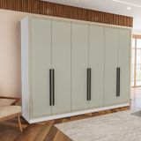 Guarda-roupa 6 Portas 4 Gavetas Móveis Valência Branco/verde