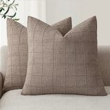 Capas De Almofada Findtower Linen Check 45x45cm, Conjunto De 2