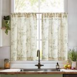 Cortinas Jinchan Floral Kitchen 60 Cm Linen Tier Cortinas X2