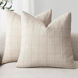 Capas De Almofada Findtower Linen Check 45x45cm, Conjunto De 2