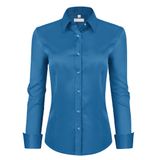 Camisa Social Siliteelon Para Mulheres De Manga Comprida Azul Pavão