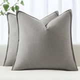 Capas De Travesseiro Miulee De Linho Decorativo 60x60cm Cinza Claro X2
