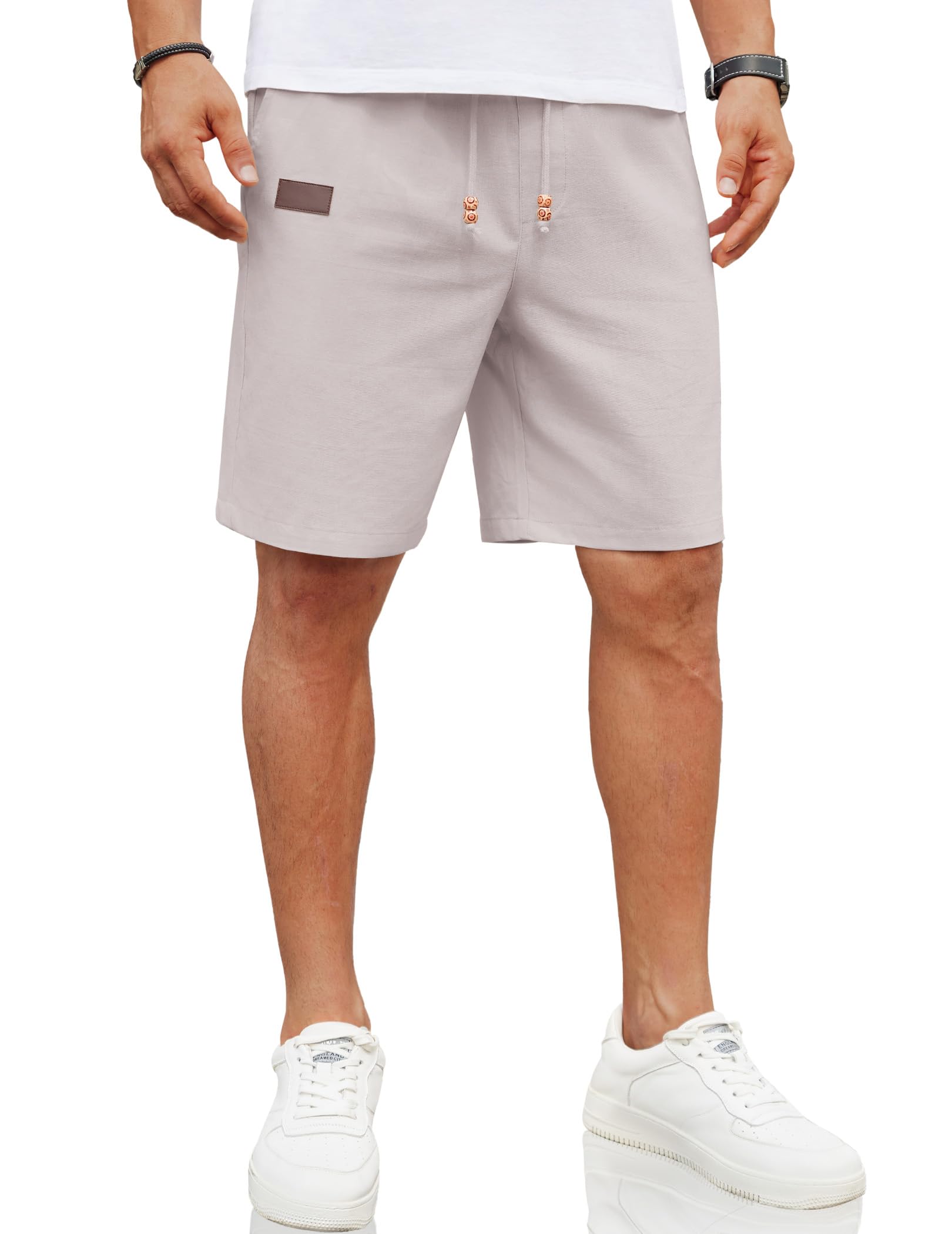 Shorts Coofandy Casual Summer Para Homens, Cintura Elástica E Linho