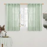 Cortinas Lamit Linen Semi Sheer 86x102cm, Verde Fresco, 2 Painéis