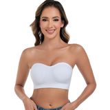 Sutiã Sem Alças Angool Push Up Wirefree, Antiderrapante, Sutiã Bandeau Branco