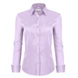 Camisas De Botão Camisas Sociais Femininas Siliteelon Lavender