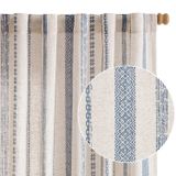 Cortinas Jinchan Linen Blend Boho 160x160cm, Azul, Estampado, Bege