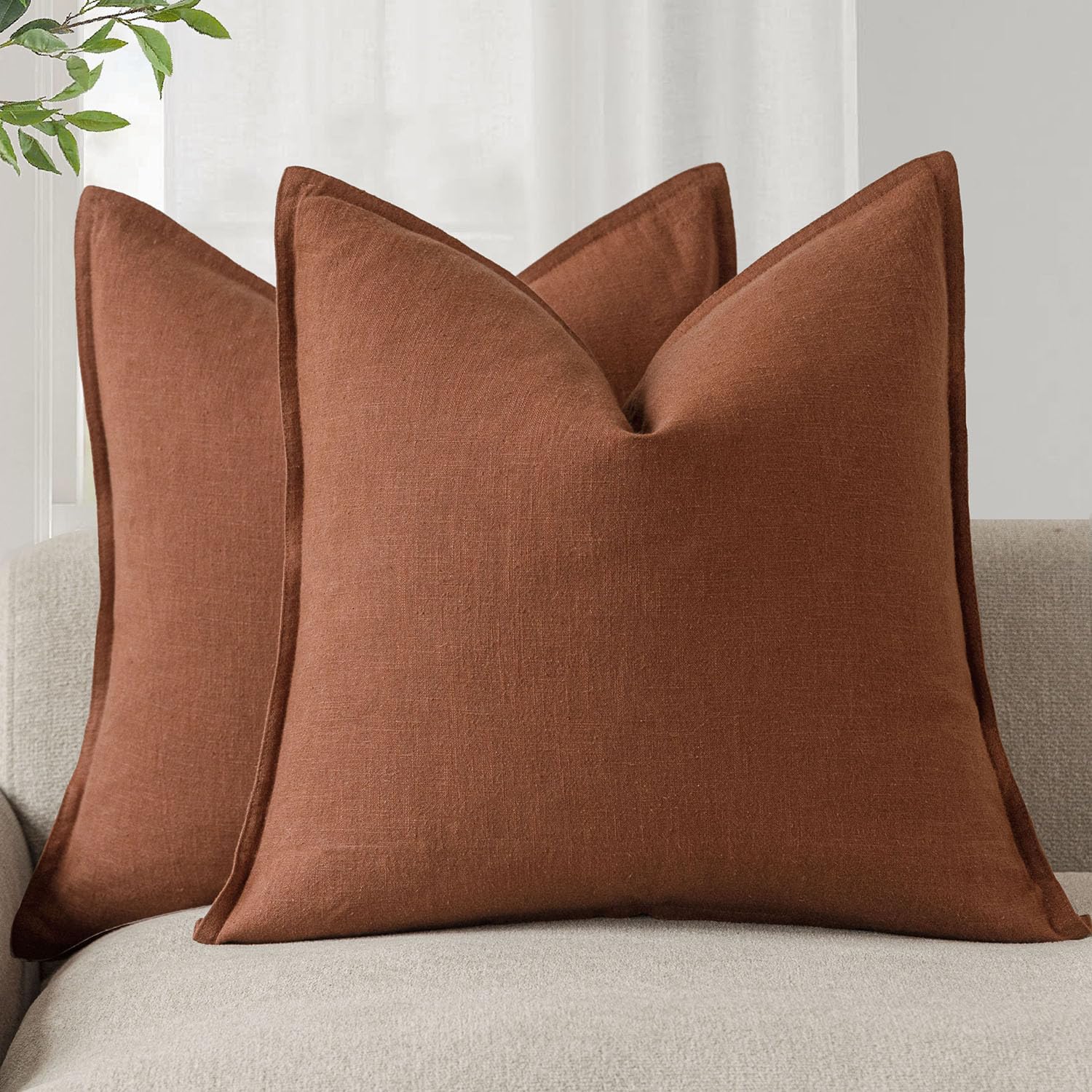 Capas De Travesseiro Findtower Decorative Linen 60x60cm Fall Rust