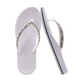 Chinelos Femininos Kuailu Rhinestone Arch Support Silver 8