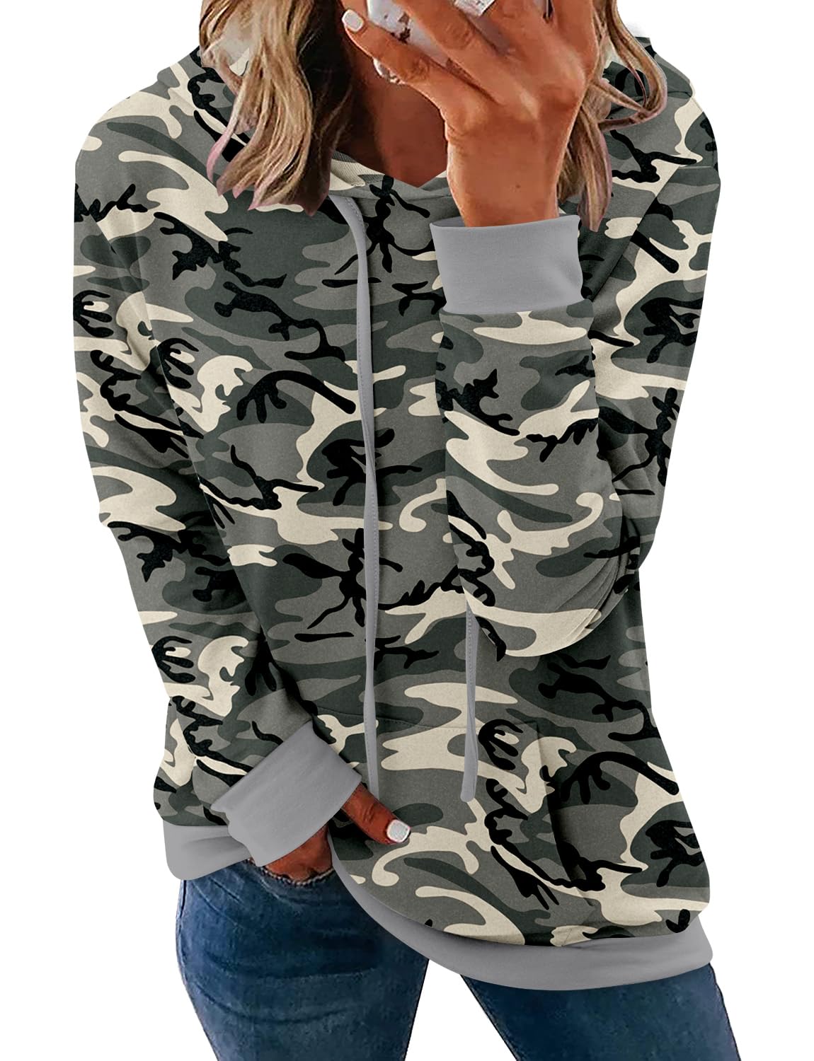 Moletom Onlypuff Kangaroo Pocket Para Mulheres, Moletons Camuflados