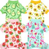 Pijamas Para Cães Xpudac, Pacote Com 4 Roupas De Verão Para Cães Pequenos