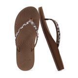 Chinelos Femininos Kuailu, Strass, Arco, Suporte Em Arco, Marrons 6