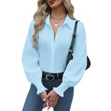 Blusa Feminina Zeagoo Com Gola Comprida E Manga Comprida Azul Claro