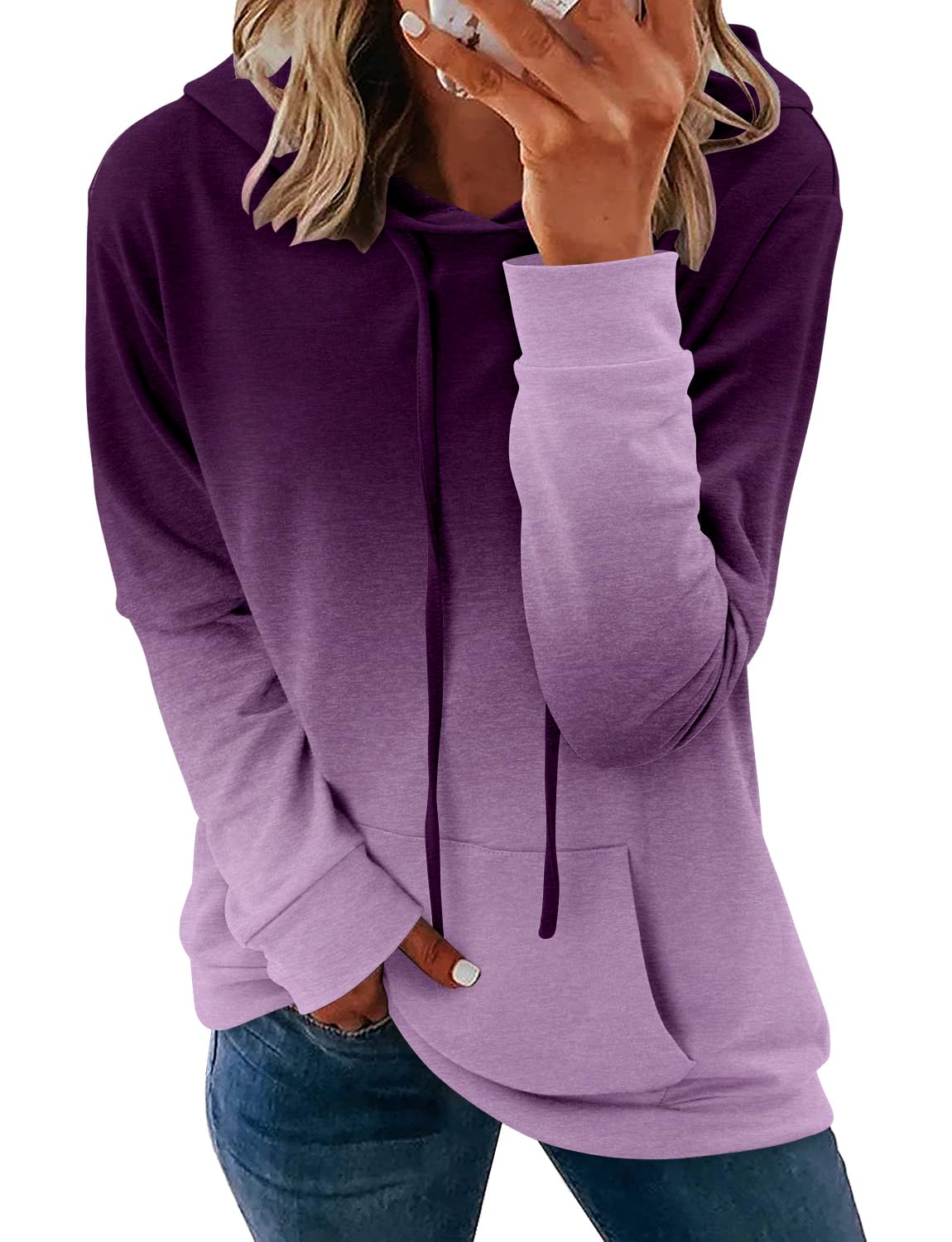 Hoodies Onlypuff Purple Ombre Tie Dye Para Mulheres