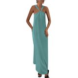 Vestido De Verão Prettygarden Feminino 2025, Com Tiras Soltas, Azul, Verde