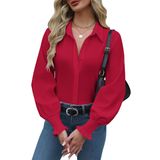 Blusa Feminina Zeagoo Com Avental De Botões E Punhos, Lanterna M