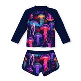Roupa De Banho Vogseek Jellyfish Rashguard Para Meninas, Tamanho 4-5, Roxo Escuro