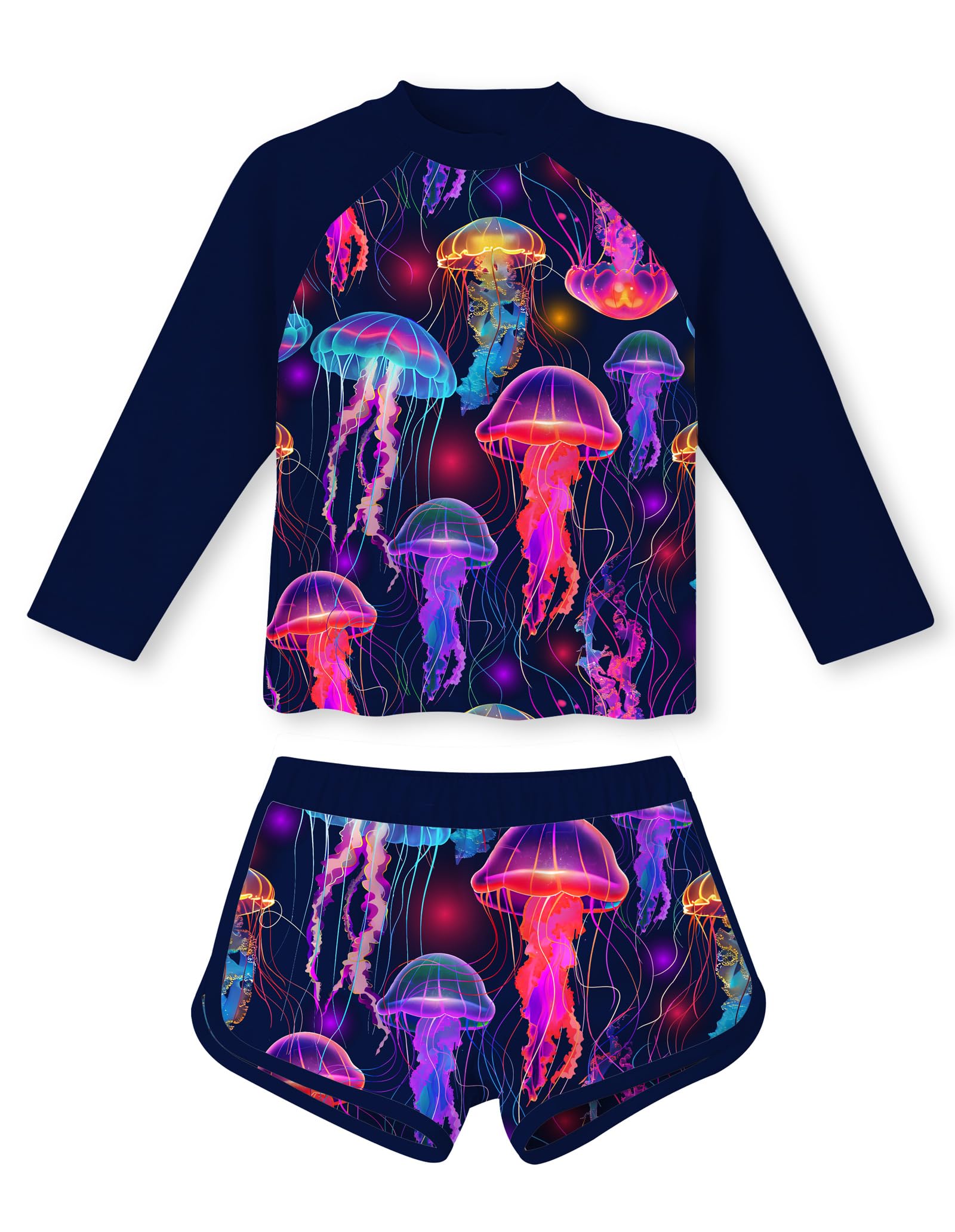 Roupa De Banho Vogseek Jellyfish Rashguard Para Meninas, Tamanho 4-5, Roxo Escuro
