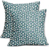Capas De Almofada Sweetshow Aqua Cream Dots 55 Cm, Conjunto De 2 Peças De Linho