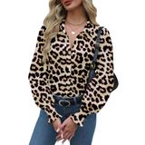Blusa Feminina Zeagoo Com Blusa De Botão, Manga Comprida, Marrom