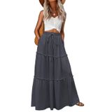 Saia Maxi Lepunuo Casual De Cintura Alta Fluida Com Bolsos Femininos