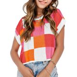 Blusas Curtas De Verão Para Meninas, Colete De Primavera, Lindas, Manga Curta, Camiseta Colorida, Solta, Infantil, Tricotada No Outono, Vermelha