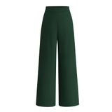 Calças Largas Btfbm Femininas Elásticas De Cintura Alta Palazzo Green