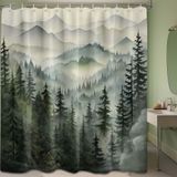 Cortina De Chuveiro Qghot Mountain Forest Waterproof 180x200cm