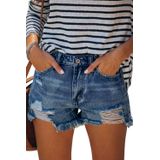 Shorts Jeans Modarani Summer De Cintura Alta Azul Marinho Para Mulheres