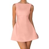 Vestido Owin Sexy Sem Mangas, Bodycon, Gola De Barco, Rosa Alargado, L