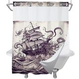 Cortina De Chuveiro Final Friday Nautical Octopus Sailboat 180x200cm