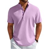 Camisa Masculina Coofandy, Manga Curta, Casual, Lavanda