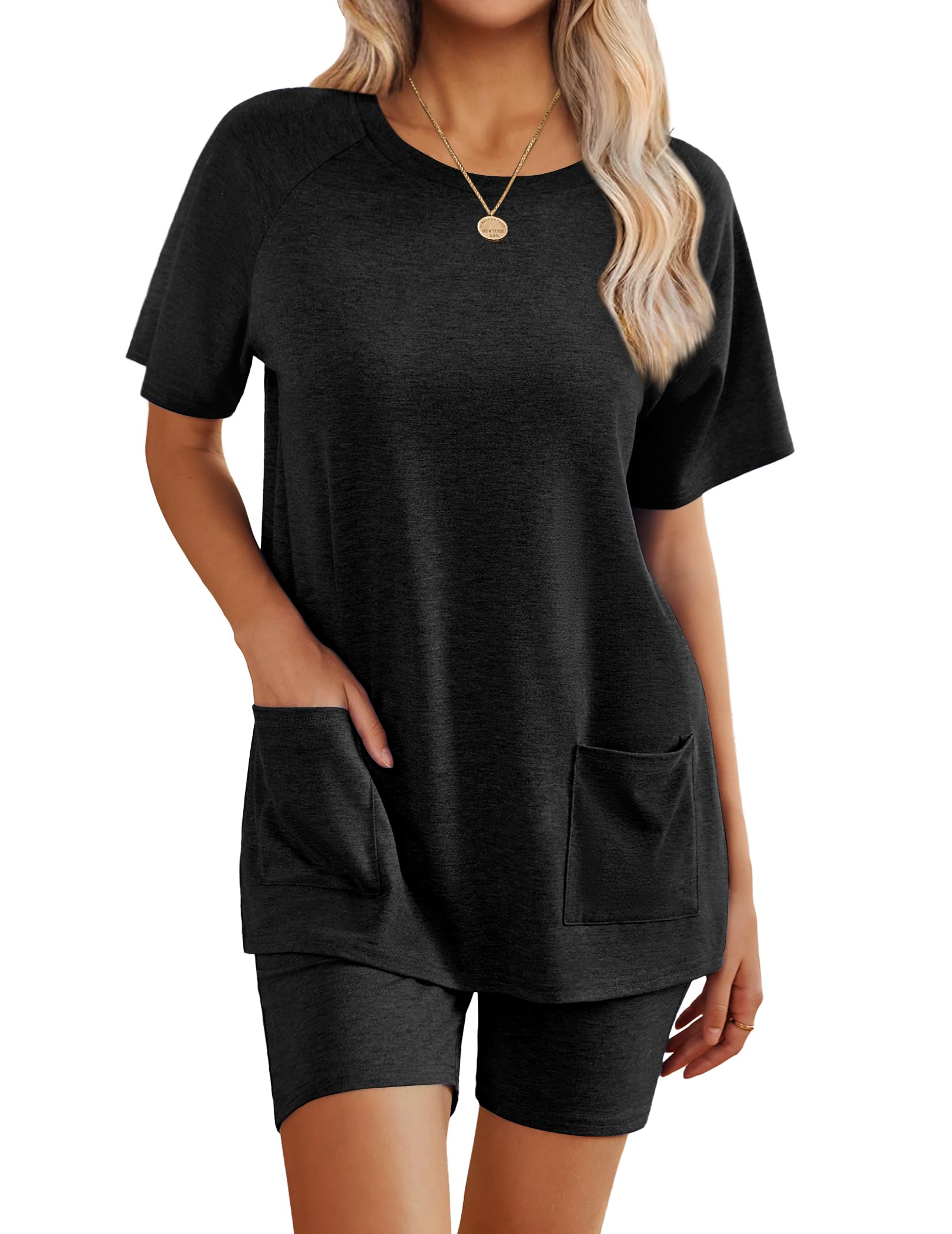 Conjunto De Lounge Ekouaer 2025, Roupas De Verão Com Bolso Para Mulheres