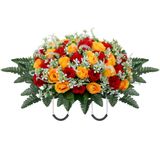 Sela De Flores De Cemitério Artificial Losfotbo Lápide Vermelha Amarela